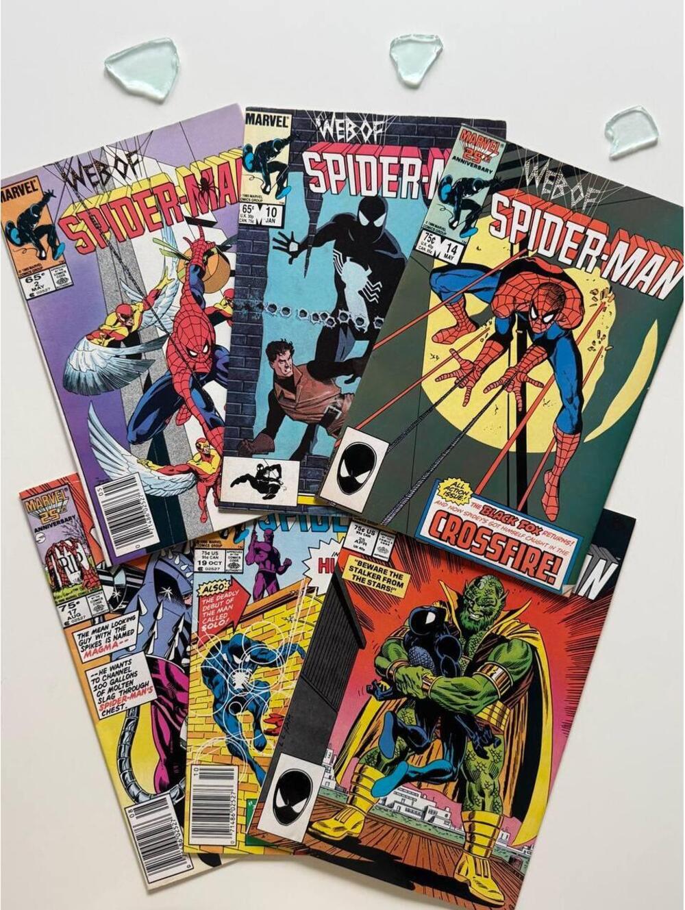 Web of Spider-Man Comic Book Lot #2 #10 #14 #17 #19, 25 (1985) 1st Humbug & Solo